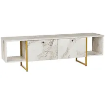 vente-unique Derana TV-Lowboard 160x47,6x40 cm Weiß Holz/Metall