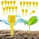 Qivine 20 Stück Regenmesser Garten, 20mm und 1 Zoll Skalen Niederschlagsmesser mit Erdspieß, 13,5 × 4,8 × 4,5cm Kunststoff Frostsicher Regenwassermesser für Hof, Rasen, Landschaft