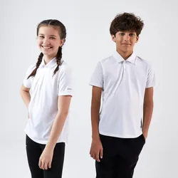 Tennis Poloshirt Kinder TPO 100 weiss Gr. 146 - 11 Jahre