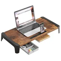 Laptoptisch Notebooktisch Höhenverstellbar mit Schublade Belüftet Neigbar Faltbar Laptopständer Betttisch Bett Couch Sofa (60 x 24 x 9 cm – braun)