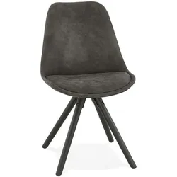 Kadima Design Polster Stuhl Professional Line | Mikrofaser & Schwarzes Buchenholz | Anthrazit | Stabile Konstruktion | Esstuhl | Velanox Kollektion