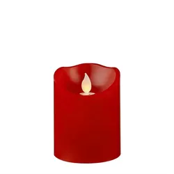 LED Kerze Twinkle Echtwachs mechanisch bewegte Flamme Timer H: 10cm rot