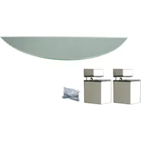 Velano Set Glasboden und Halter Glasregal abgerundet Trapez Ecke Rechteckig Glasablage Badablage (Trapez schmal 60 x 15 cm/Parrot Clip)