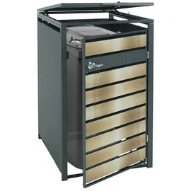 Mendler Mülltonnenverkleidung HWC-J81 68 x 117 cm gold