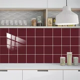 Fliesenaufkleber Dunkelrot Klebefliesen Pvc Deko Mosaikfliesen Wasserdicht Und Ölbeständig Küchenrückwand Folie Fliesenaufkleber Bad Klebefolie Leicht Zu Reinigen 10 Stück/20x20cm