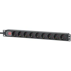 Intellinet 715133, 1U, Aluminium, Schwarz, 9 AC-Ausgänge, Typ F, Typ F