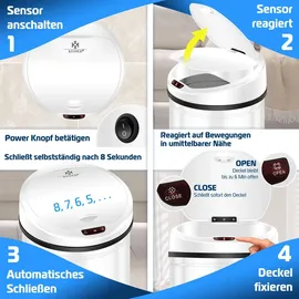 Kesser Automatik Sensor Mülleimer 40 l Silber