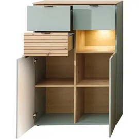 Innostyle Highboard 84 x 125 x 45 cm Schilfgrün / Artisan Eiche