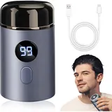 Tragbarer Elektrischer Mini Rasierer, Mini Rasierer Herren Kapsel Rasierer Mini Elektrorasierer USB Waschbarer Mini Shaver Reise-Nass-Trockenrasierer für Damen Herren (Blau)