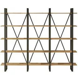 Dmora Bücherregal Dangelin, Büroregal, Mobiler Buchhalter, Bücherbrett, 220x34h180 cm, Eiche