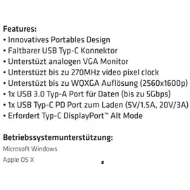 Club 3D CSV-1532 USB-C® to VGA + USB-A 5Gbps+ USB-C® Charging Mini Dock