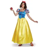 Disguise Damen Schneewittchen Kostüm, offizielles Disney Princess Snow White Deluxe Kostüm Kleid, blau/gelb, Small (4-6) US - Small (4-6)