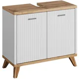 WASCHBECKENUNTERSCHRANK Colima 2 Schubladen Eiche mit Weiß - 60 x 28 x 54 cm
