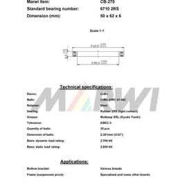 Union Rillenkugellager 6710 50 x 62 x 6 mm Schwarz/Silber