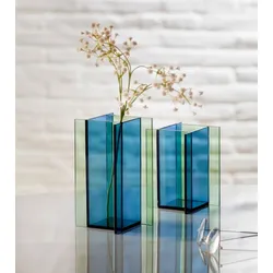 FLY Bunte Vase aus Flachglas Ø 11 cm, Höhe 14 cm