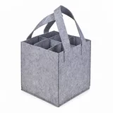ReWu Flaschenträger Filz-Taschen für 6 Flaschen Grau grau 24 cm x 24 cm