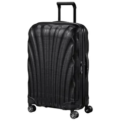 Hartschalen-Trolley SAMSONITE "C-LITE 69", Gr. B/H/T: 46cm x 69cm x 29cm 68 l, schwarz, Curv, gestreift, modisch, Koffer, Reisekoffer Aufgabegepäck Koffer für Flugreisen TSA-Zahlenschloss