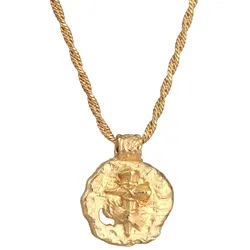 KUZZOI Herren Münze Antik Kreuz Oxidiert 925 Silber Ketten   