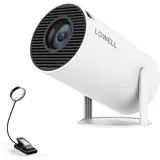 LQWELL HY300 PRO Mini Beamer + Buchleuchte Kombination, 4K 1080P Unterstützung, Android 11, kabellose Projektion, unterstützt Airplay Miracast, mit WiFi Bluetooth, tragbarer Projektor