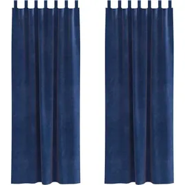 vidaXL Verdunkelungsvorhänge 2 pcs Dunkelblau 140 x 225 cm Samt