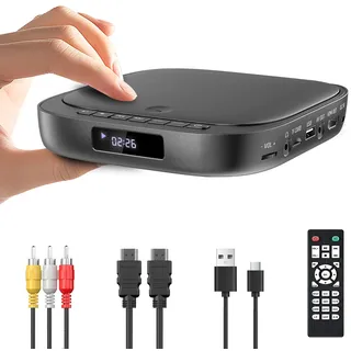 Desobry DVD Player für Fernseher, HD 1080p, Region Free, Mit USB/TF-Karteneingang Hdmi/RCA-Kabel, DVD-Player für TV Integriert PAL/NTSC
