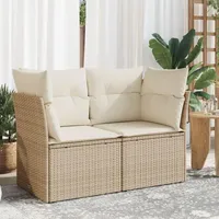 Festnight Gartensofa mit Stauraum Rattan Sofa Balkon Sofa 2 Sitzer Lounge Sofa Outdoor 110 cm Rattansofa 2er Balkon Lounge Klein Couch Gartenmöbel Gartenlounge Polyrattan Balkonmöbel