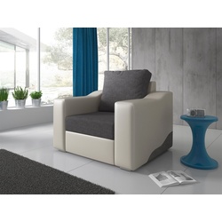 Fun Möbel Sessel Sessel Designersessel COLLIN in Kunstleder/Stoff, Kunstleder-Stoff-Kombinationen grau|weiß