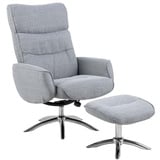 ebuy24 Relaxsessel West Ruhesessel mit Fußschemel aus hell grauen Sto (1-St) grau