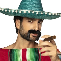 NET TOYS Witziger Cowboy Schnurrbart - Schwarz - Angesagtes Männer-Kostüm-Zubehör Fake Bart Mexikaner