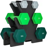 Hantelset Mit Aufbewahrungsgestell, Set Mit 6 Hanteln Für Fitness-training, 2 X 1kg, 2 X 3kg, 2 X 5kg