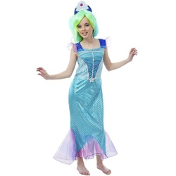 Das Kostümland Kostüm Meerjungfrau Ozeana Kostüm für Mädchen – Schönes Nixen Kleid mit Diadem für Kinder 98/104