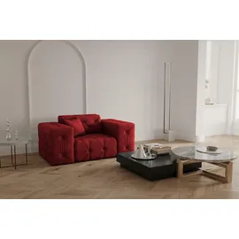 Fun Möbel Sessel Chantal Stoff Opera Velvet 70 x 80 x 80 cm Rubinrot mit Zierkissen