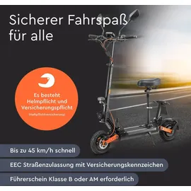 Vorago Joyor S8E Elektroroller 45 km/h 800W Sitz faltbar offroad Federung NFC E-Scooter E-Mofa Moped - Schwarz