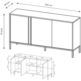 Feldmann-Wohnen Sideboard Dast 153 x 81 x 39,5 cm Beige