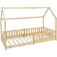 ML-Design Kinderbett Rausfallschutz Dach Lattenrost, Natur,