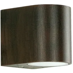 Licht-Erlebnisse Wandlampe AALBORG außen Down Strahler Braun Antik