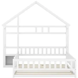 XDOVET Kinderbetten, Flachbetten, Hausbetten mit Geländer, Kinderbetten mit Nachttischen,140 x 200cm