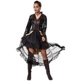 dressforfun Kostüm Frauenkostüm Steampunk Rebellin, Zweiteiliges Frauenkostüm in weitgehend dunklen Farben schwarz XL | XL