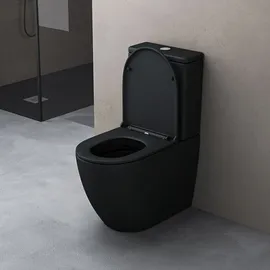 doporro Stand-WC mit WC-Sitz Schwarz matt