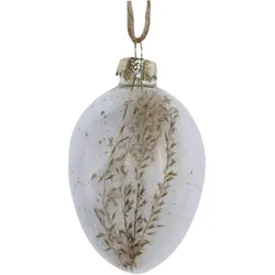 Chic Antique Osterei aus Glas mit Blumen, H7 x Ø4 cm, klar, dunkel