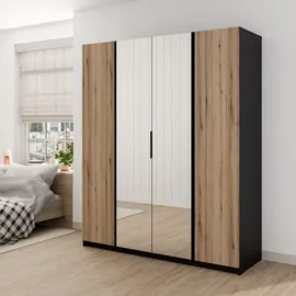 masseno Drehtürenschrank CAGLIARI 200 x 239 x 61,9 cm Schwarz
