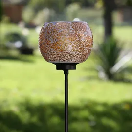 MARELIDA Windlicht Teelichthalter Deko Mosaik Gartenstecker Gartenstab orange