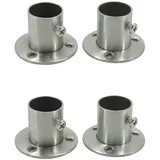 Edelstahl Kleiderstange Rundrohr Spurstangenkopf Halterung für Kleiderschrank, 4er Set, 46mm x 46mm x 30mm, Rostfreie Verstellbare Flanche für 22mm