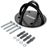 NEOLYMP Edelstahl Wandanker für Fitnessbänder bis 300kg, Größe 16 x 16 cm in Schwarz Schwarz