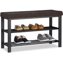 Relaxdays Schuhbank 81 x 50 x 32 cm offen / braun