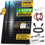 EPP.Solar 1760W Balkonkraftwerk Bifazial Photovoltaik Solarmodule mit HMS 1600W Wechselrichter und DTU-WLite WIFI Stick