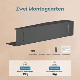 doporro Duschablage ohne Bohren 50 cm, Duschregal Schwarz zum Kleben oder Bohren, rostfreier Badezimmer Organizer , Küche, Reglo-15