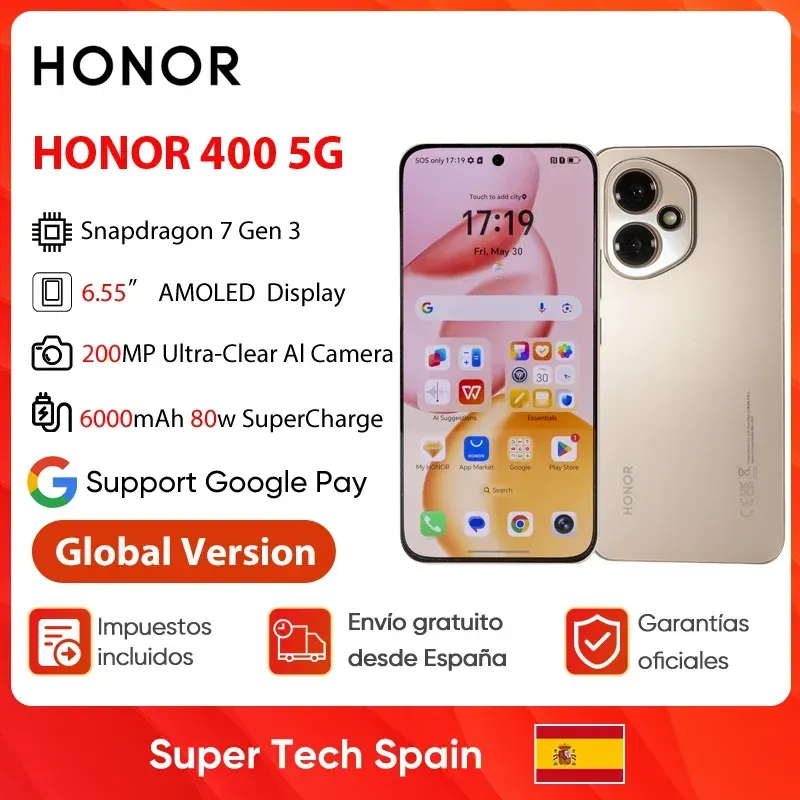2025 HONOR 400 5G Global Version Smartphone 6,55'' AMOLED-Bildschirm 200 MP Kamera 6000 mAh 100 W SuperCharge OTG NFC