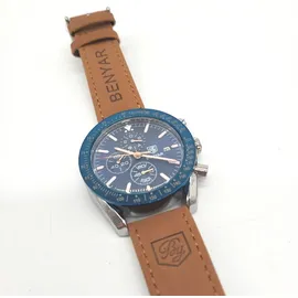 Benyar herrenuhren Chronograph Analogue Quartz Armbanduhr für männer Lederband Herren Fashion Business Sport Design 30M wasserdicht Elegantes Ges...