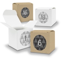 Adventskalender zum Füllen 24x Würfel 6,5cm gemischt WEISS BRAUN + Sticker V06 Z25 - Weiß